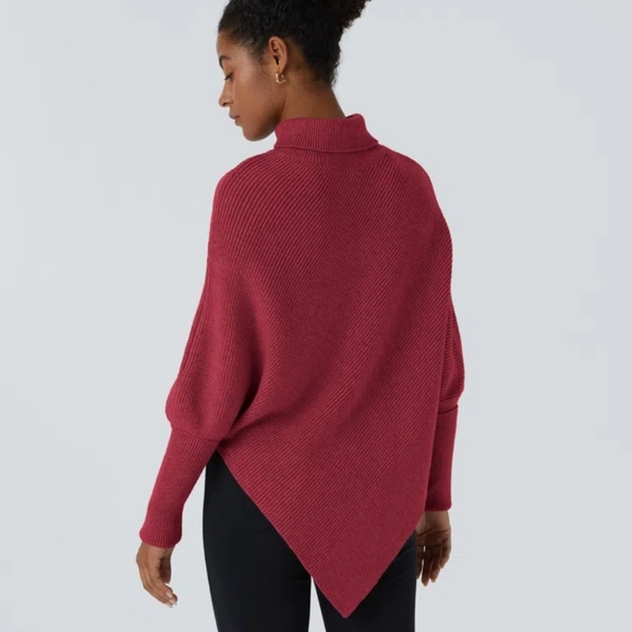 Halara High Neck Long Sleeve Asymmetric Hem Work Sweater - Picture 2 of 12